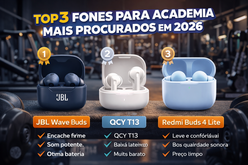 🏋️Top 3 Fones para Academia Mais Procurados em 2026 (Não caem e valem a pena)